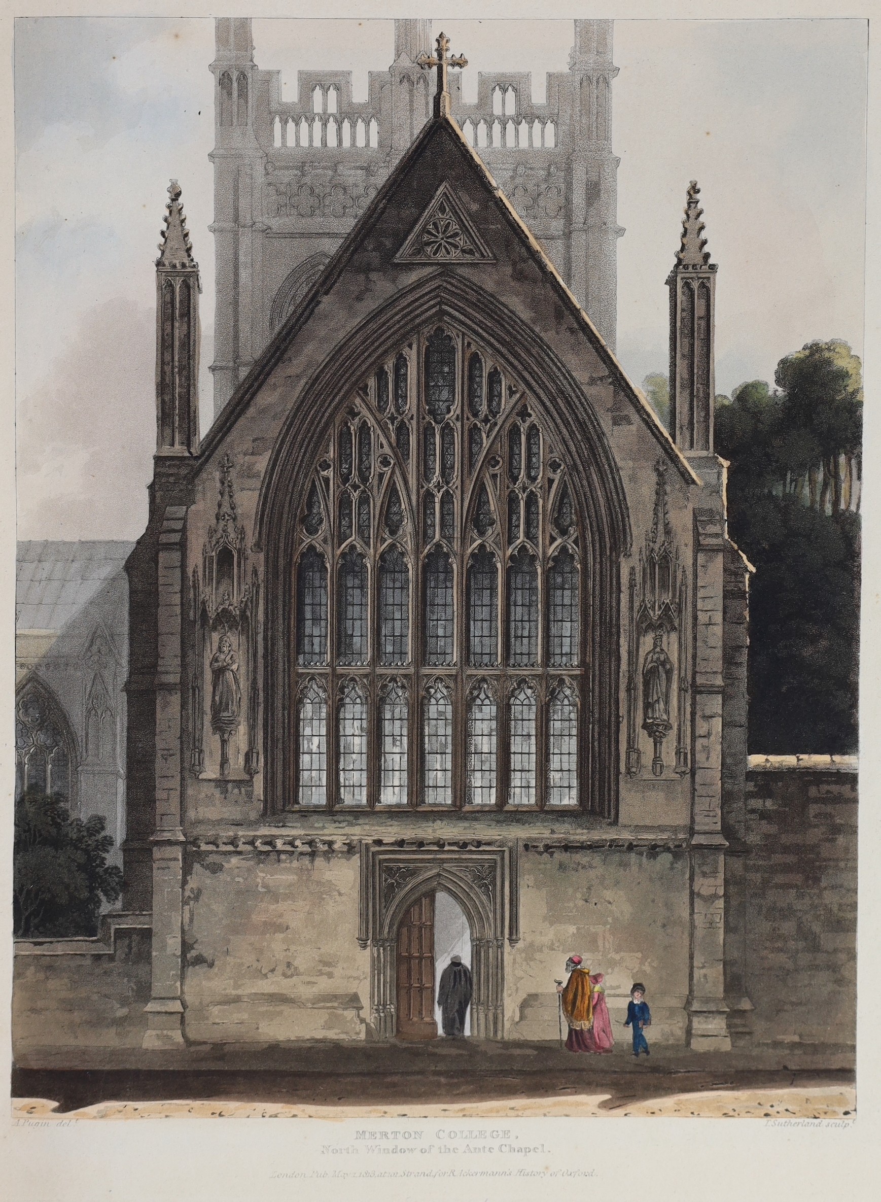 Ackermann, Rudolph - London - Oxford. ‘’A History of the University of Oxford…’’, 2 vols, 4to, 20th century half brown morocco, with marbled boards, with engraved portrait and 115 hand-coloured plates, (including 33 foun